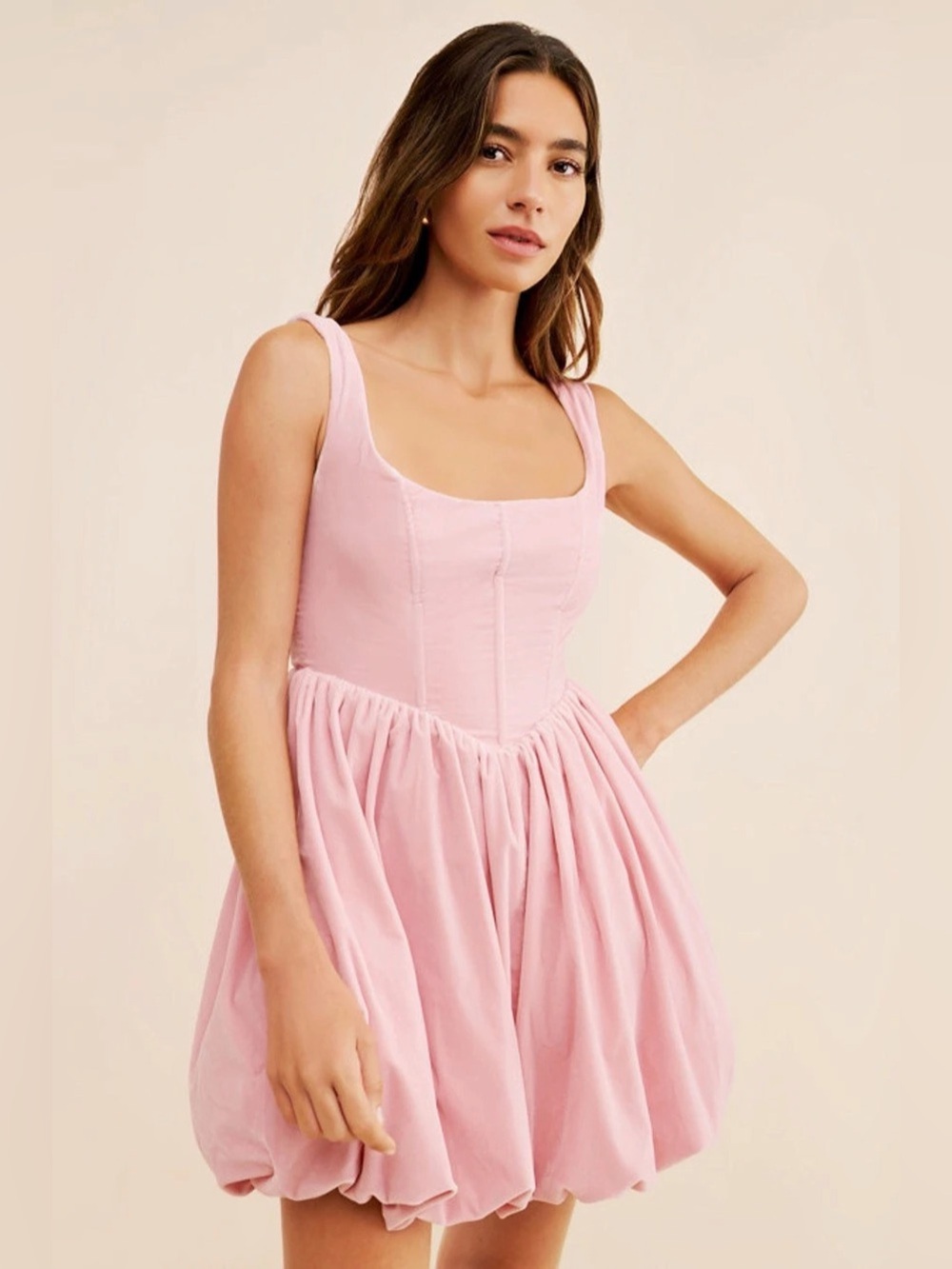 NWOT BHLDN / Anthropologie Ariana Velvet Square-Neck Fit & Flare Mini Dress
